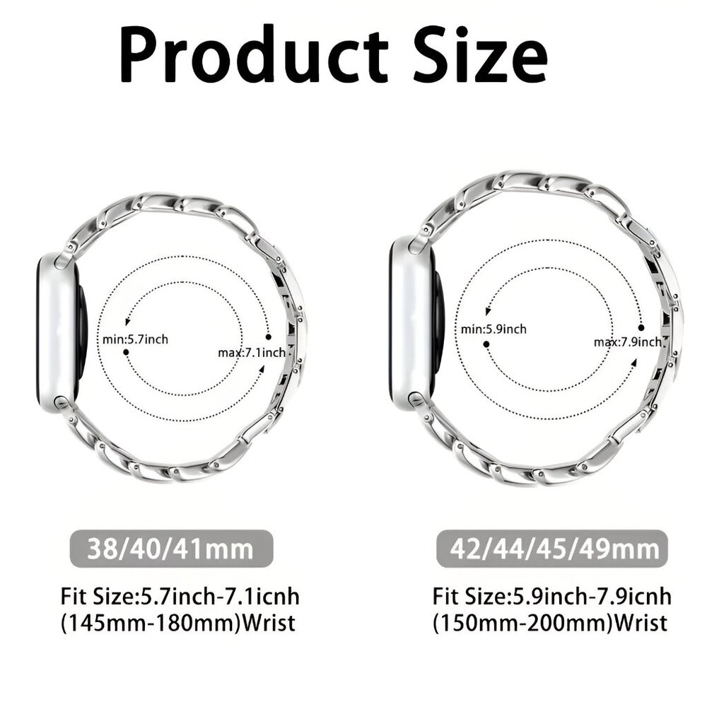 NEW Sleek & Stylish Adjustable black Metal Chain Band For Apple Watch - Picture 6 of 6